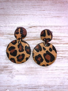 Wood Leopard Earrings