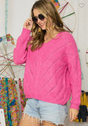 Pink V-neck Sweater