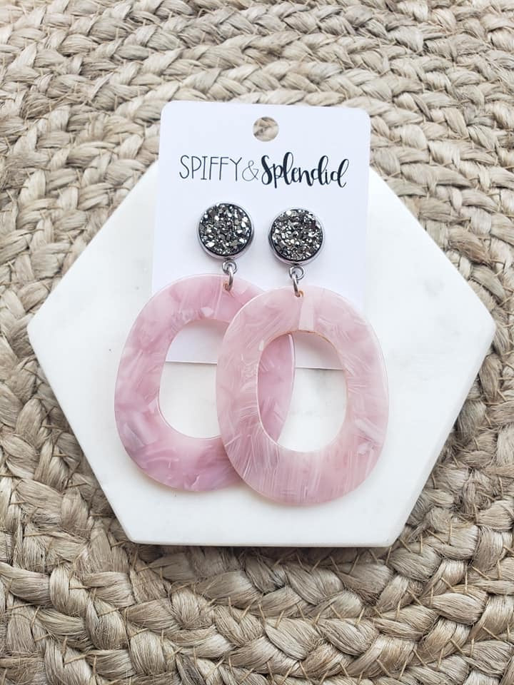 Pink Oval Dangles