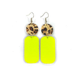 Neon Yellow Leopard Earrings
