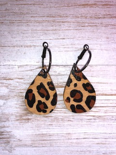 Wood Leopard Earrings