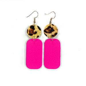 Neon Pink Leopard Earrings