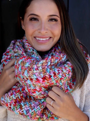 Pink Knit Infinity Scarf